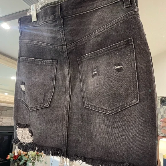 NWT Free People Black Ripped Skirt - Picture 5 of 6